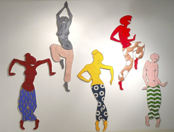 Dancing Colors. 2007. Watercolor and oil pastel on cold-pressed watercolor paper. Each figure 2 x 6 ft. (5.1 x 15.2 cm).