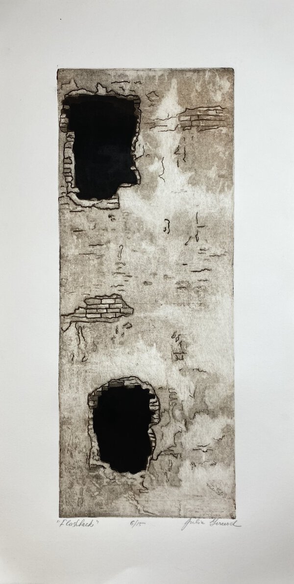 Flashback (6/15). 2011. Intaglio on cold-pressed paper. 9 1/2 x 18 1/4 in. (24.1 x 46.4 cm).