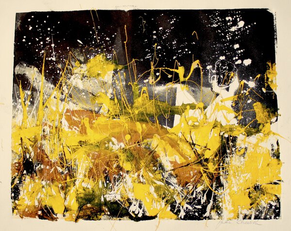 Yellow Field at Night. 2010. Monotype. 12 3/4 x 15 3/4 in. (32.4 x 40 cm).