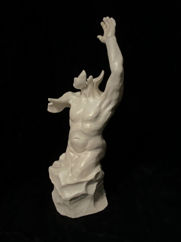 Gust (three-quarter view). 2011. Ceramic. 19 x 7 x 8 in. (48.3 x 17.8 x 20.3 cm).