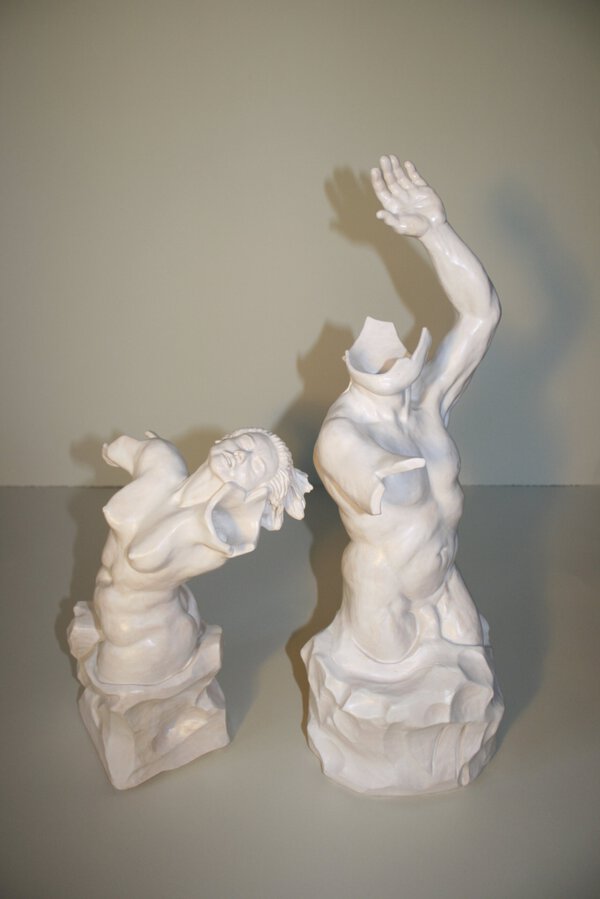 Gust. 2011. Ceramic. 14 x 6 x 7 and 19 x 7 x 8 in. (35.6 x 15.2 x 17.8 and 48.3 x 17.8 x 20.3 cm).